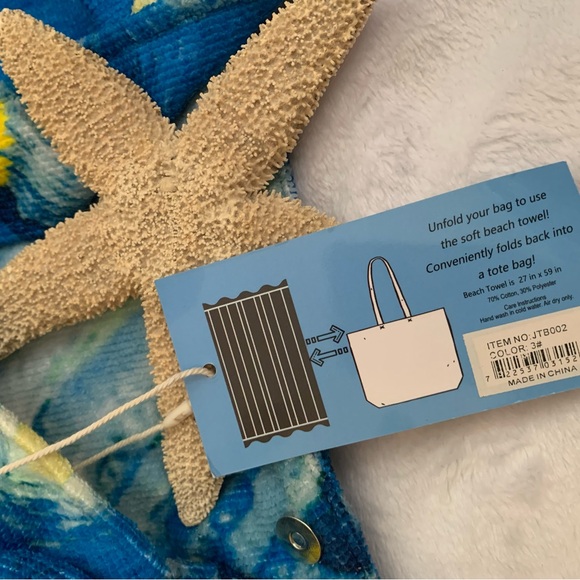 COMFYLUXE cotton blend “Starry Night” 2 in 1 beach towel/tote bag NWT - Picture 3 of 9